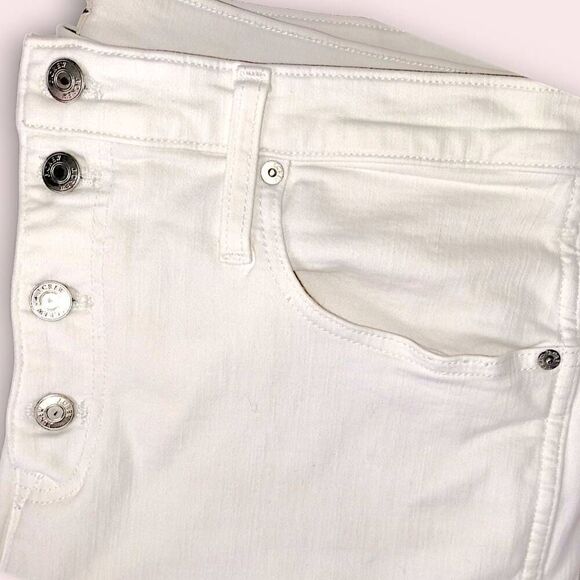 J Crew Womens Jeans Sz 33 White Button Front Fly Straight Stretch Summer Vintage - Picture 3 of 11